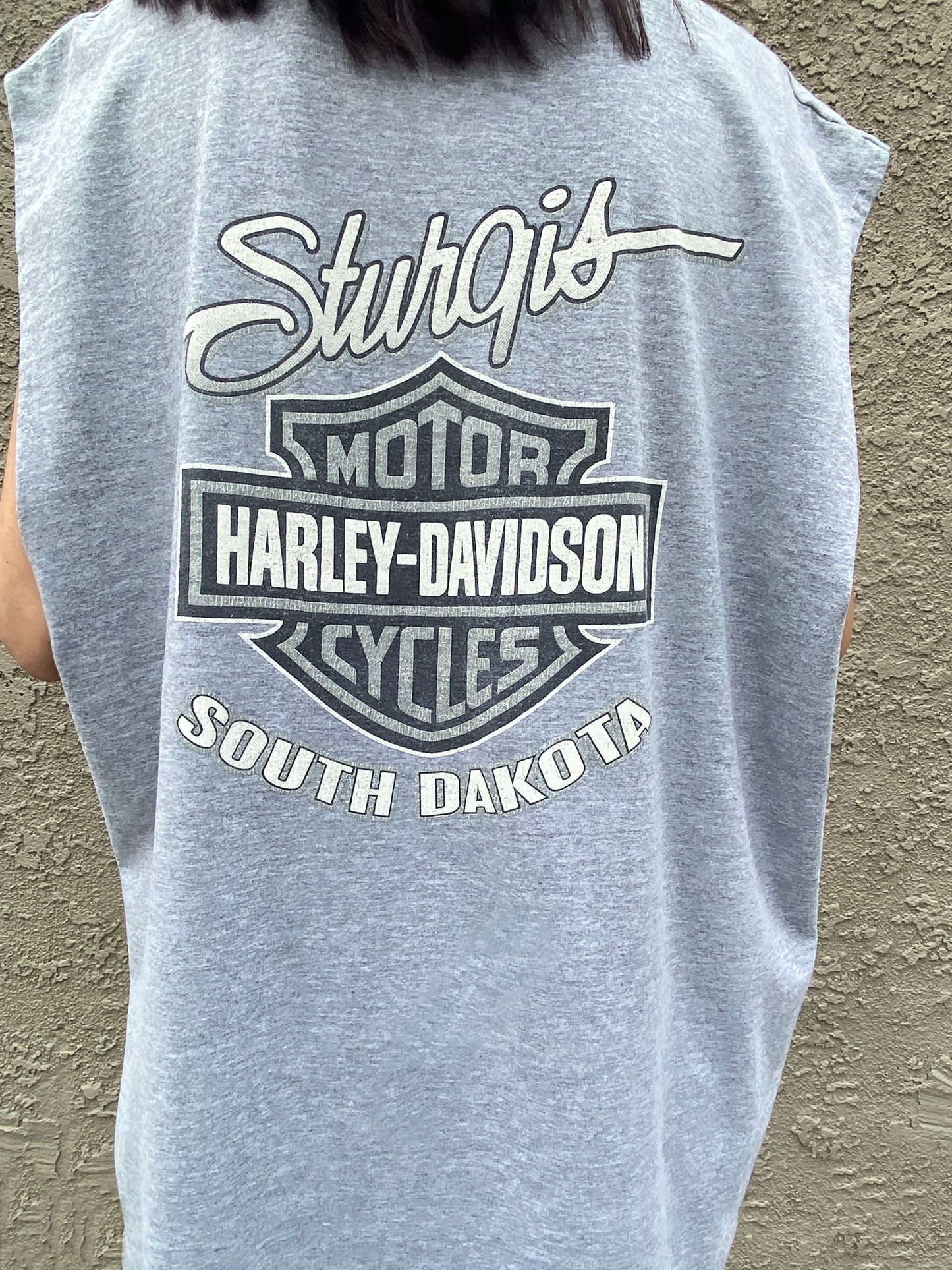 Grey South Dakota Harley Davidson Muscle Tee