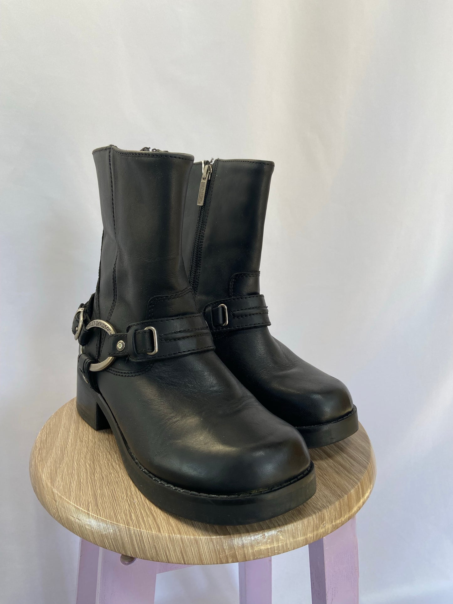 Black Harley Davidson Moto Leather Boots - 6