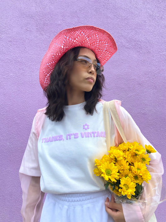 Thanks, It’s Vintage Tee - White/ Lilac - Large