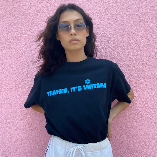 Thanks, It’s Vintage Tee - Black/ Blue - Medium