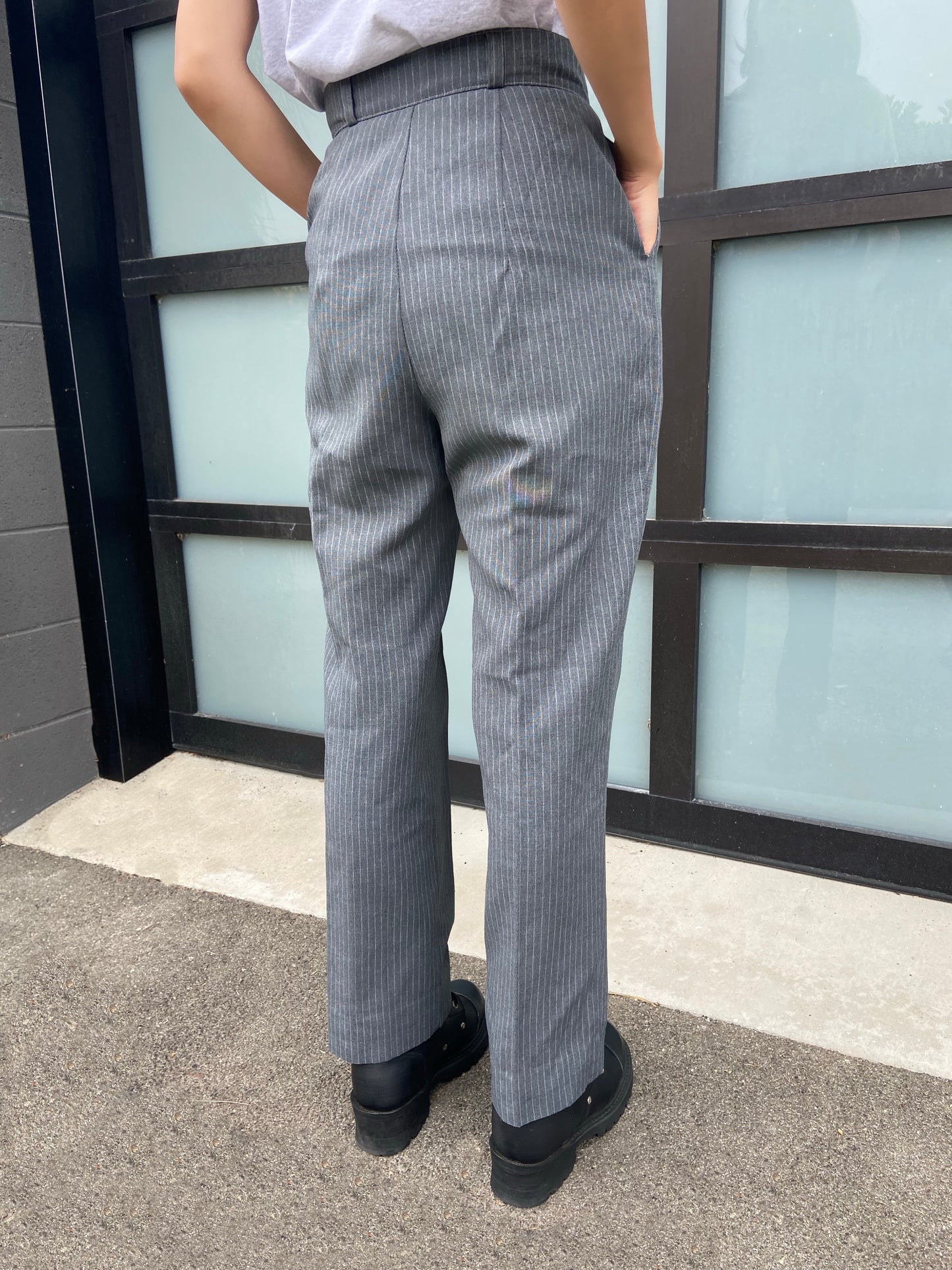 Grey Pinstripe Trousers - 26"